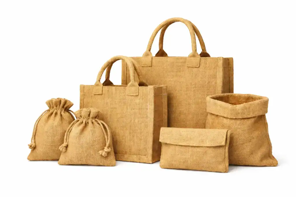 Burlap bags used for shopping packaging storage and everyday use
